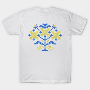 Ukrainian folk embroidery colors of the flag T-Shirt